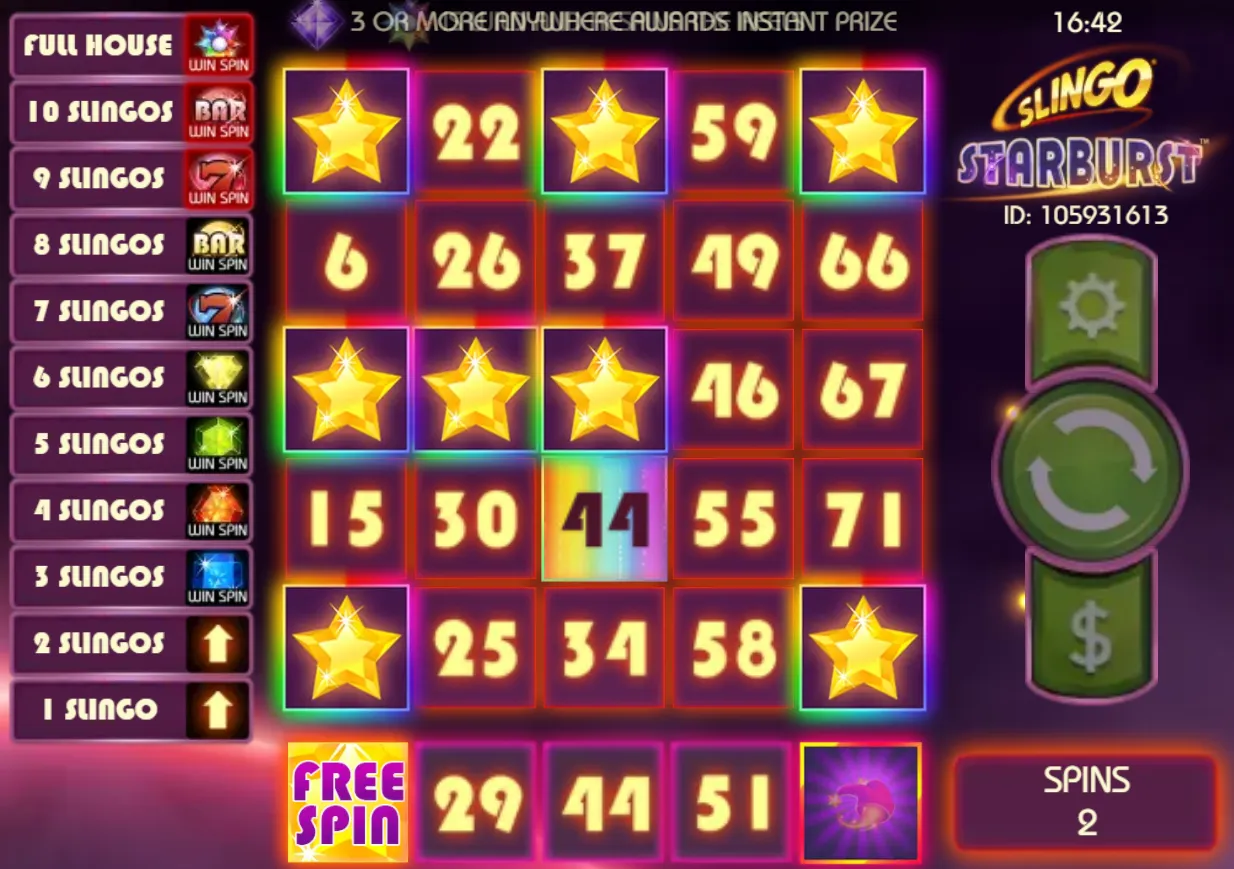 Slingo Starburst Game